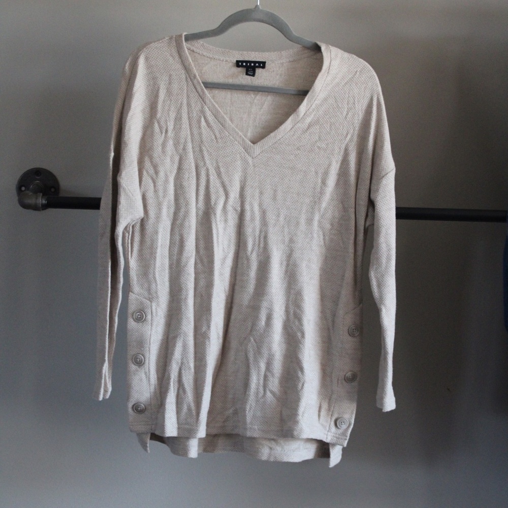 Tribal brand tan color long sleeve top with button detail size small